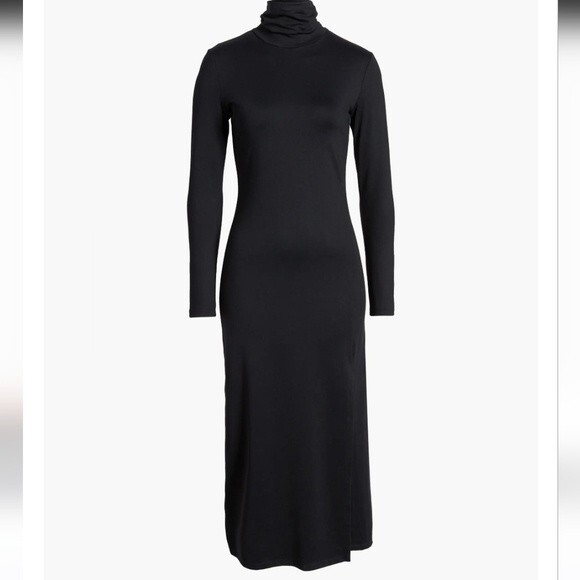 Susana Monaco Long Sleeve Turtleneck Slit Midi Dress black size S - Picture 5 of 16